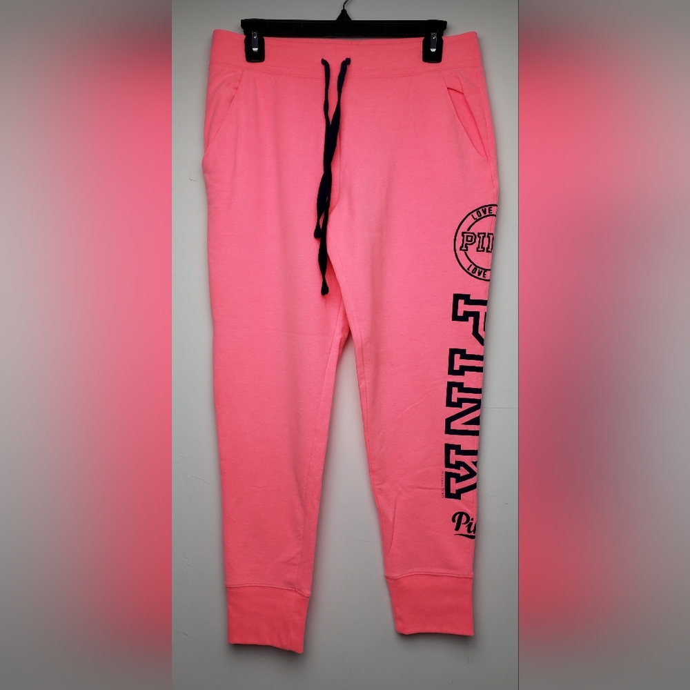 Victoria's Secret Pink Sweatpants Jogger Pants Hot Pink/Neon Pink/Blue M